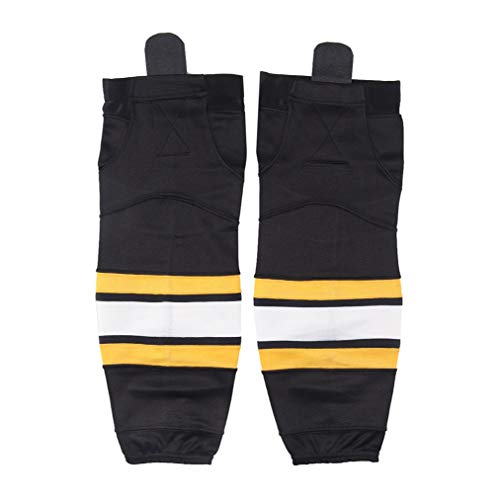 COLDINDOOR Men Dry Fit Ice Hockey Socks Durable Cool Black Yellow Stripes Large Size
