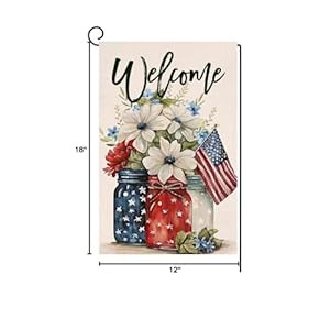 4th of July Floral Garden Flag 12x18 Vertical Double Sided Patriotic Mason Jar Flowers Red Blue Memorial Day Independence Day Holiday Outside Decorations Burlap Yard Flag BW321 4th of July Floral Garden Flag 12×18 Vertical Double Sided Patriotic Mason Jar Flowers Red Blue Memorial Day Independence Day Holiday Outside Decorations Burlap Yard Flag BW321