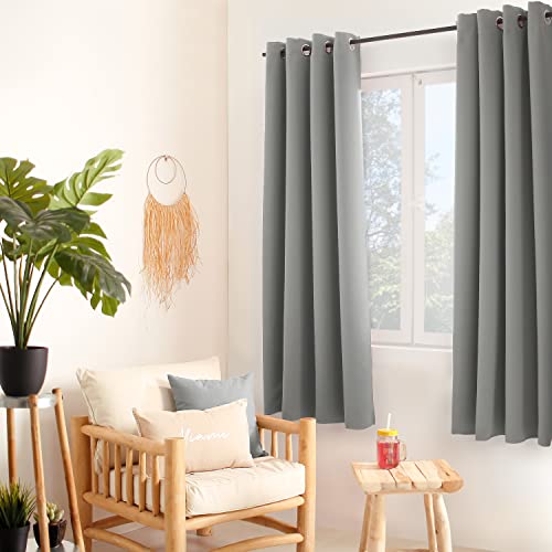 ED ENJOY HOME Rideau Thermique Occultant Gris Clair 135×180 cm, Œillets Métal, Anti-Chaleur,...