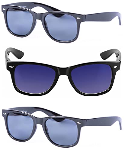 Mass Vision 3 Pair of Unisex Reading Sunglasses - Full Frame Sun Readers (non bifocal) (Black/Open Road Blue, 2.25, multiplier_x)