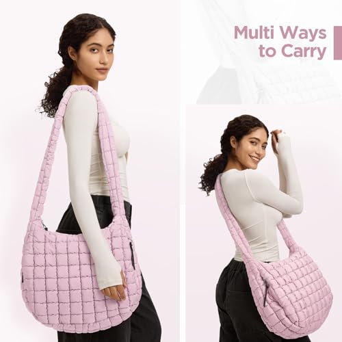 Image of Puffer Tote Bag for Women Large Quilted Crossbody Bag Quilted Carryall Bag Soft Puffy Hobo Handbags Puff Purse Shoulder Bag