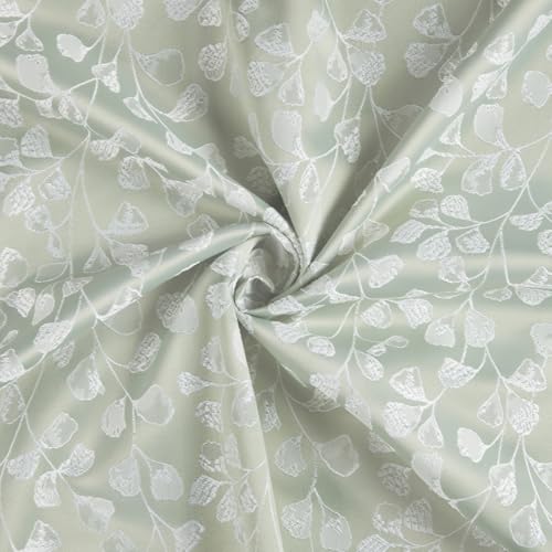 Image of haus & kinder Printed Jacquard Window Curtains 5 Feet Long Pack of 2 Window Curtains, 5 Feet Curtains for Window (Gingko Serenity, Seledon Nature 130x152 CM)