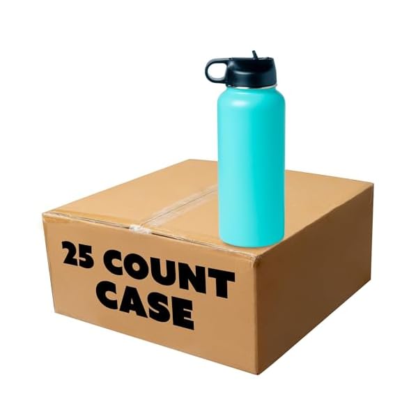 makerflo 32 oz Teal Hydro Powder Coated Tumbler - 25 Pack Sipper Water Bottle | Craft-Ready for DIY Gifts & Personalization (Laser Engravable, UV DTF, Epoxy, Vinyl) - Not for sublimation and DTF