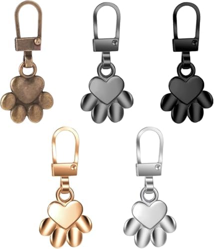 5 Pcs Zipper Pulls Dog Paw Zipper Charms Zipper Pull Replacement Dog Footprint Keychain Zipper Tab Replacement Zipper Pull Charms for Jewellery Making Purse Craftings Sewing Notions Supplies image 4