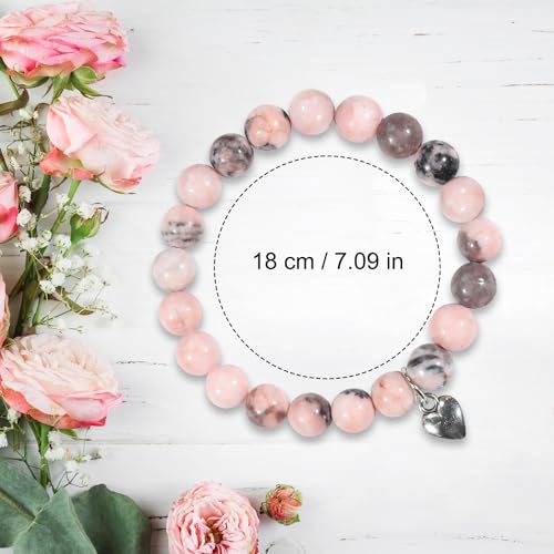 Natural Stone Heart Charm Bracelet With Warm Message Card Gift3