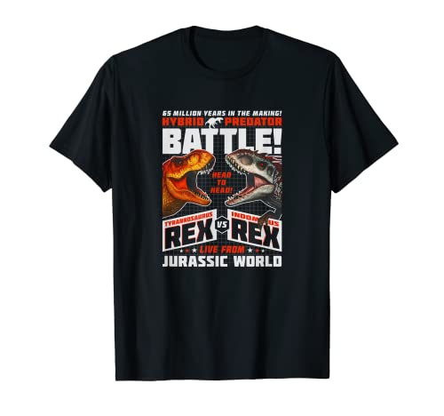 16JWOR072Y Jurassic World Indominus Rex & T-Rex Fight Night Flyer Maglietta