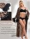 comeondear Morgenmantel Damen Sexy Lang Bademantel Leopard mit Federn Tüll Kimono Robe Große Größen Dessous Reizwäsche Curvy Nachtwäsche Frauen Mollige Babydoll Negligee Nachtmantel(Leopard,M)