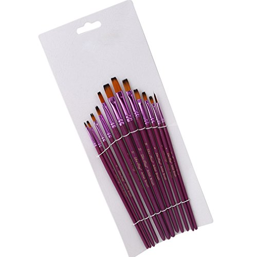 Yesiidor 12 Pieces Paint Brushes Set Artist Paintbrush Set For Acrylic Watercolor Oil Painting