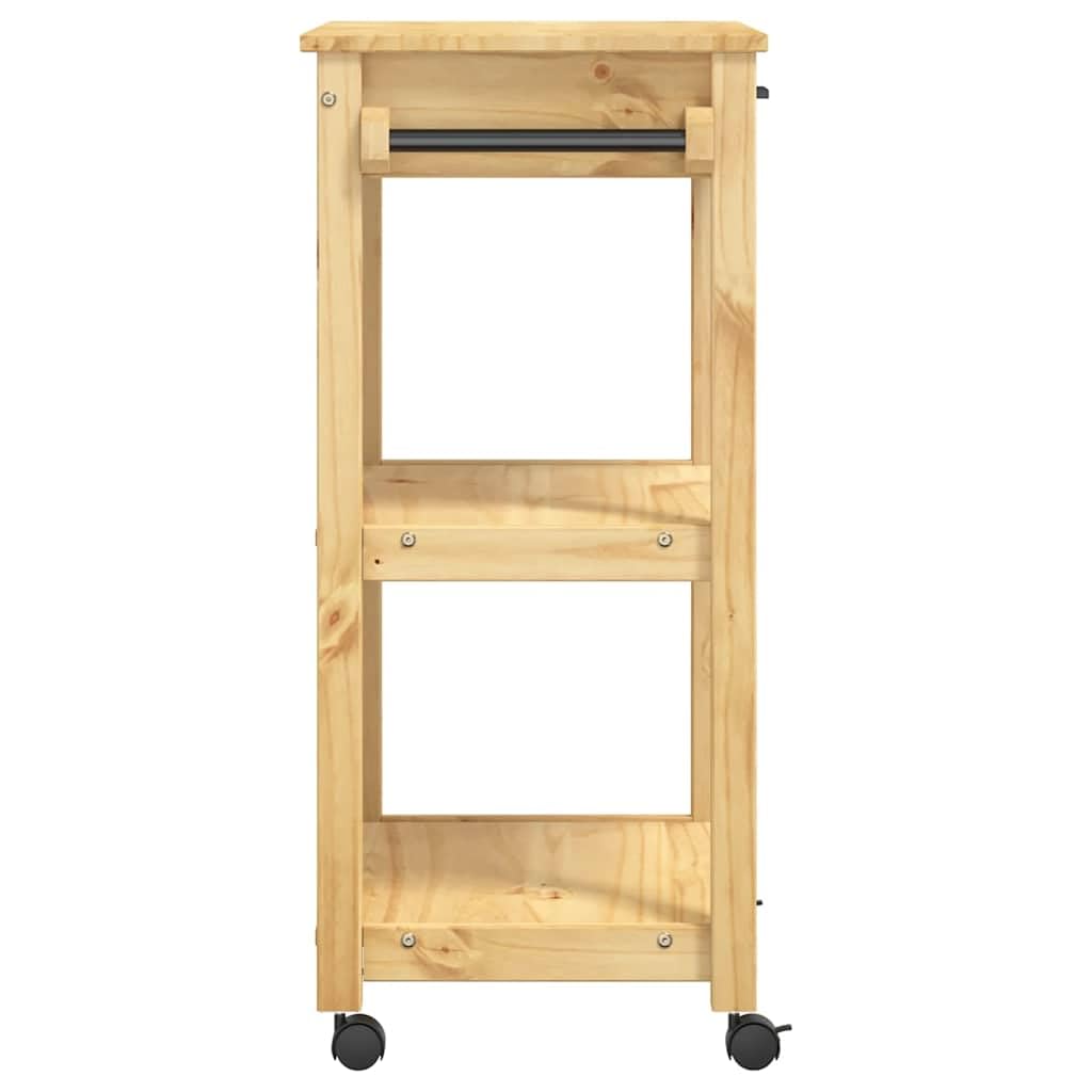 vidaXL Küchenwagen, Servierwagen mit viel Stauraum, Beistellwagen für Küche Wohnzimmer Badezimmer, Trolley Küche Küchenregal Gemüsewagen, Massivholz Kiefer