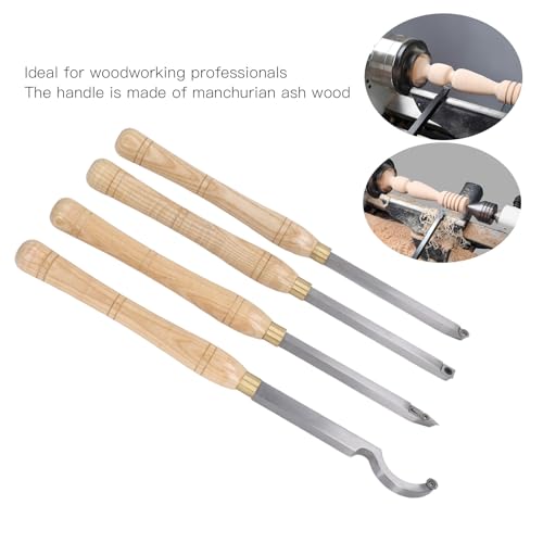 Kit de 4 herramientas para torno de madera con mango de madera miniatura 5