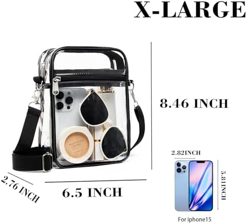 Fibrdoo Clear Crossbody Purse Bag, Clear Bag Stadium Approved, Clear Handbag with Adjustable Strap for Women Concerts Sports