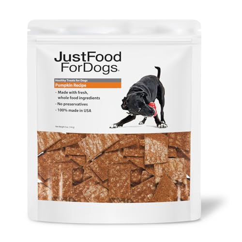 JustFoodForDogs Limited-Ingredient Pumpkin Healthy Dog Treats, Made in The USA, 5 oz