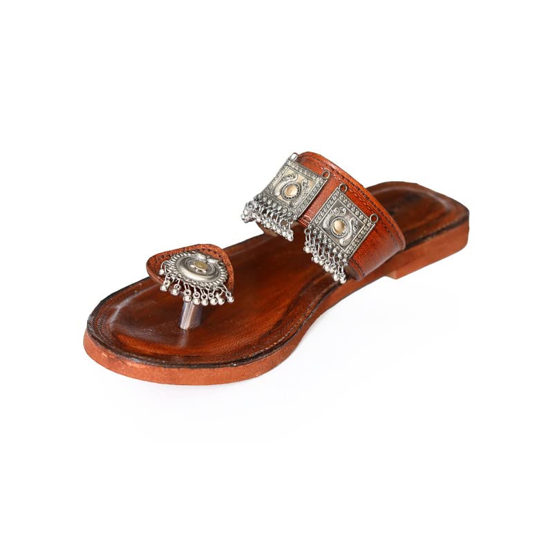 Kholapuri Slippers for Women & Girls | Footwear for Women (Light Brown 5 UK)-image-47