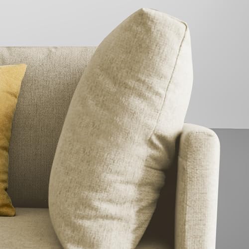 Image of Carina LHS 6 Seater L Shape Sofa Set with Center Table for Living Room (Cream Fabric) Premium Fabric Sofa