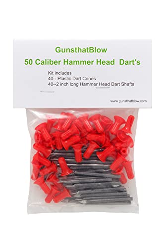 Gunsthatblow 50 Caliber Blowgun 40 Piece Hammer Head Dart kit