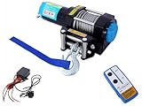 ATV Winch, 3500 lb Electric Winch, 12V Small ATV UTV Winch with Steel Cable Roller Wired and Wireless Remote Control, Waterproof Towing Winches for Towing UTV ATV Car Vehicle Off-Road