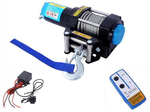 ATV Winch, 3500 lb Electric Winch, 12V Small ATV UTV Winch with Steel Cable Roller Wired and Wireless Remote Control, Waterproof Towing Winches for Towing UTV ATV Car Vehicle Off-Road