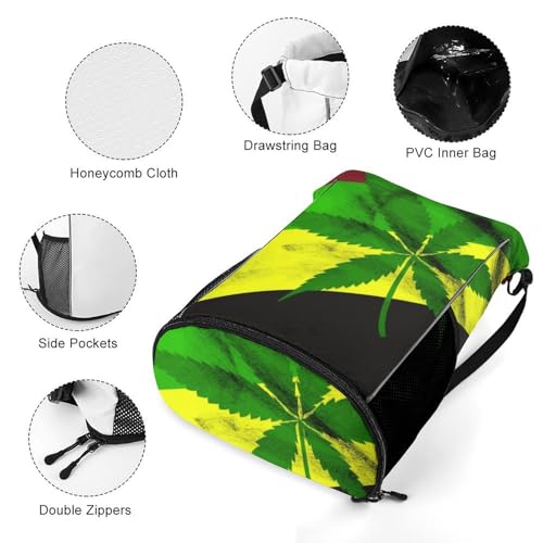 Sac à dos léger avec cordon de serrage 45x41cm imprimé feuilles - 5