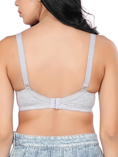 Image of Women's Seamless Padded Bra | Full Coverage | Cotton Stretch Fabric and Nylon Lace | Broad Adjustable Straps