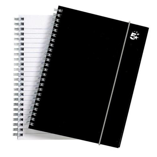 New. 5 Star Notebook Wirebound Polypropylene Elasticated 80gsm A5 Black [Pack 6]