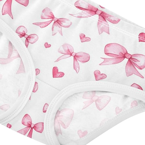 Wusikd Watercolor Pink Bows Girls' Underwear Cotton Hearts Girls Briefs Soft Toddler Underwear 2T4