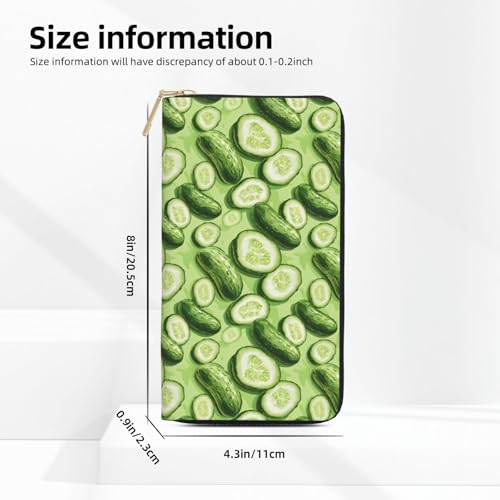 Leather Thin Slim Wallets for Women Men - Fashion Cartoon Fruit Cucumber Print Card Wallet Holder with Zipper2
