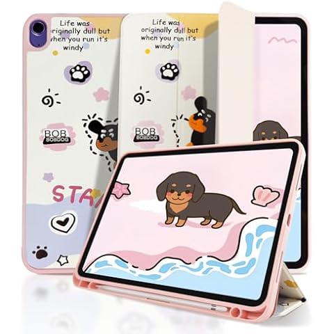 ICEELEC for iPad Air 5th Generation Case iPad Pro 11 inch Case 4th 3rd for Kids Girl, Cartoon Slim Trifold Stand Case, Pencil Holder and Auto Sleep/Wake Cover for iPad Air 4th Gen 10.9'' Pink Cover