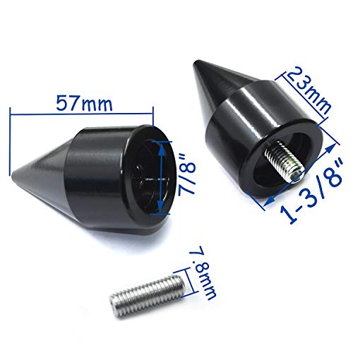 Httmt Mt220-008- Spike Bar Ends Compatible With Kawasaki Ninja 250 500 Zx600 Zx6 636 Zzr600 Zx6R Zx6Rr Black #TOP1