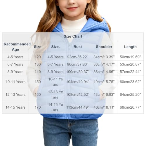 Gouuuia Girls Hooded Puffer Vest Cute Zip Up Sleeveless Coat 4-15 Years - image 4