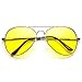 Classic Metal Frame Yellow Tinted Night Driving Aviator Sunglasses (Silver-Black Yellow)