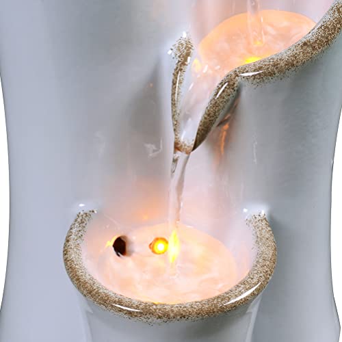 Gossi GOSSI-21115 Haobos Indoor Water Fountain Imitation Ceramics Appearance Tabletop Fountain Relaxation Desktop Waterfall Fountain W/ 3 Reflective Led thumb #4
