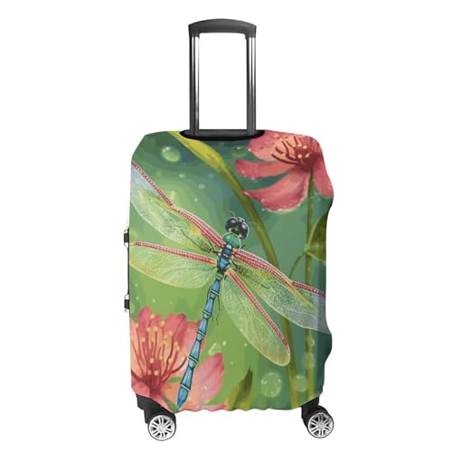 Dragonflies And Flowers Travel Luggage Cover Anti-scratch Suitcase Cover Elastic Suitcase Protective Cover Fits 19-32 Inch Luggage S4