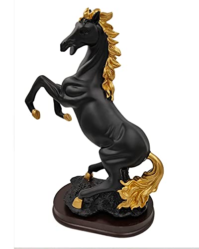 Image of AUGEN Polyresin Horse Black Idol Statue Showpiece for Home Decor Decoration and Gifting (1 Piece, 9833A)