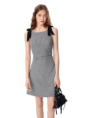 CIDER Gingham Dress Women's Sleeveless Summer Mini Dress Tie Shoulder2