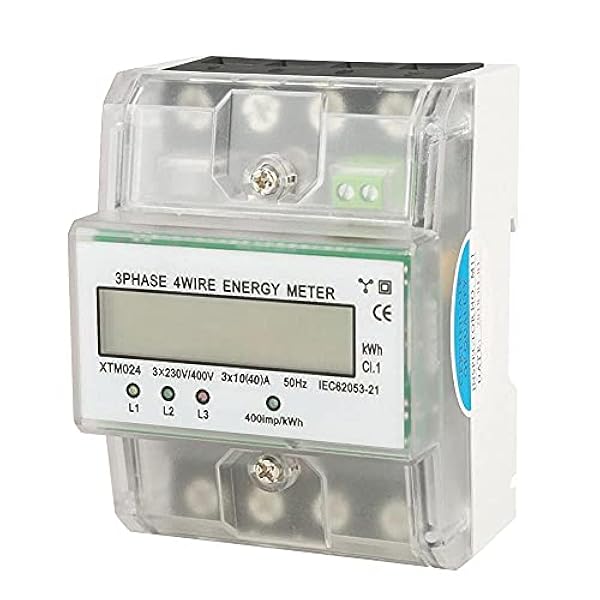 Digital elmätare 3-fas 4-tråds DIN-skena elmätare Elektronisk KWh-mätare med transparent lock (10 (40) A)