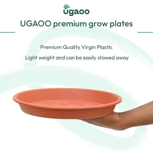 Image of UGAOO UV Treated Gardening Pots with Saucer(Bottom Tray) for Plants - 12 Inch (Terracotta) Plastic Plant Pots | Indoor & Outdoor Planters for Home, Balcony & Garden | Set of 5
