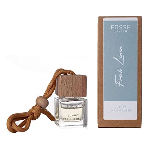 Fosse Living Fresh Linen Hanging Wooden Car Diffuser | Up to 2 Months of Scent | Highly Scented & Eco Friendly Packaging | Free Vent Clip Included Cover