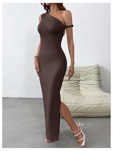 Image of Milumia Women's One Shoulder Formal Long Dress Asymmetrical Sleeveless Bodycon Cocktai Dresses