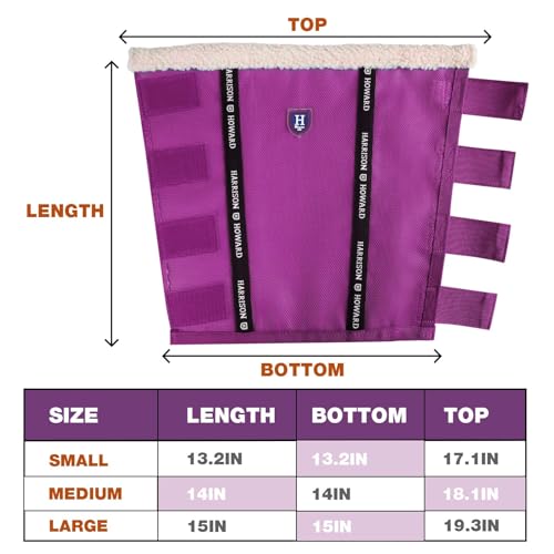 Image of Harrison Howard Loose-Fitting Horse Fly Boots UV-Protective, Breathable, Tear-Resistant Fine Mesh Leggins Stay-on Comfortable Fly Boots with Ultra-Soft Wool Trim (Set of 4) Purple Cob (Medium)