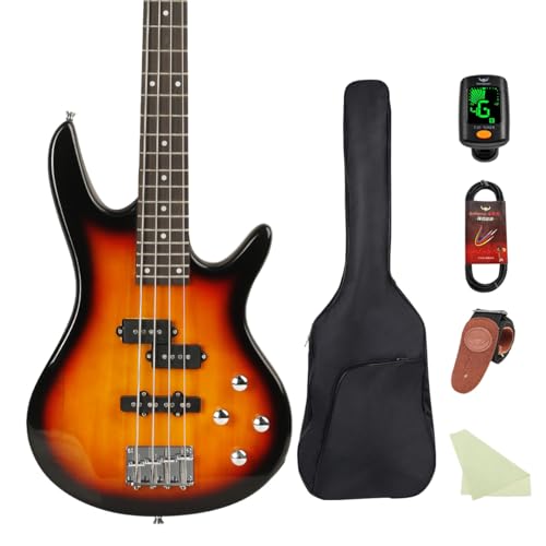 Bullstar - Juego de 4 cuerdas para bajo eléctrico estándar de tamaño completo con bolsa de concierto,...