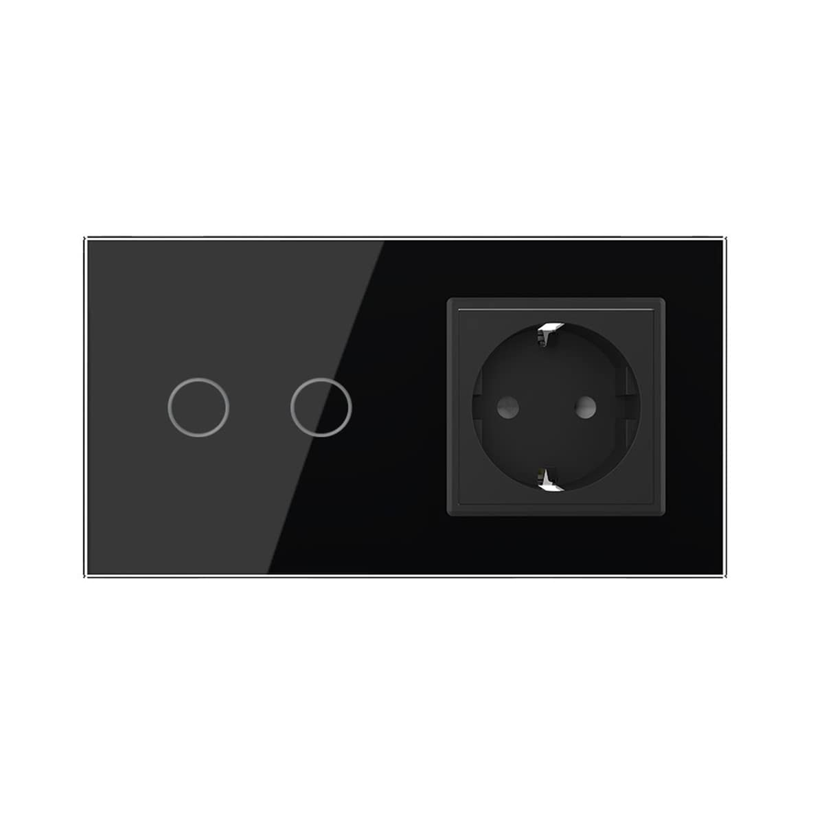 LIVOLO Funk Serienschalter Touch und Steckdose mit Glasrahmen VL-C702R/C7C1EU-12-A Schwarz