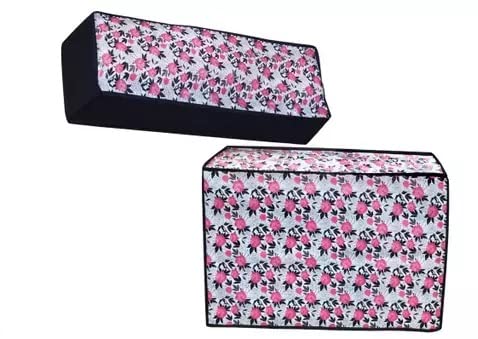 Image of Split AC Cover Set of Indoor and Outdoor Unit for 1.5 Ton Capacity Attractive Digital Prints /Dustproof /Water Resistant (Pink Rose Print)