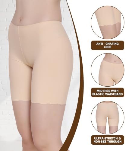 Image of GLAMORAS Women Nylon Spandex High Waist Stretchable Skin Fit Shorties Seamless Under Skirt Cycling Biker Bicycle Shorts