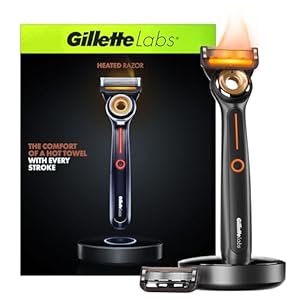 GilletteLabs Heated Razor Starter Kit – 1 Handle, 2 Blade Refills, 1 Charging Dock