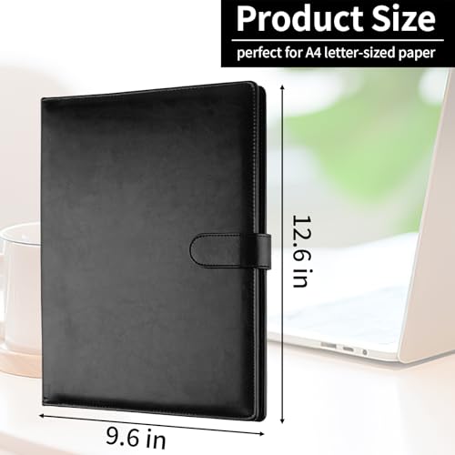 professional padfolio with clipboard faux leather portfolio folder binder legal pad holder for a4 letter size notepad resume writing pad ideal organizer for business office conference black