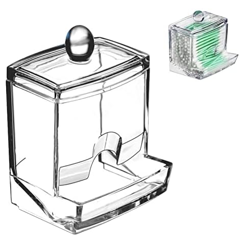 Dzmuero Cotton Bud Holder, Clear Acrylic Cotton Pad Holder Cotton Wool Holder, Cotton Bud Dispenser For Cotton Balls, Swabs Cover