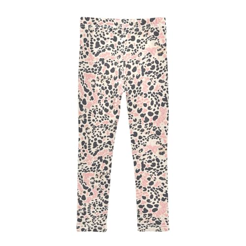 Cheetah Print_44 Kids Girl's Basic Leggings Stretch High Waisted Pants Sports2