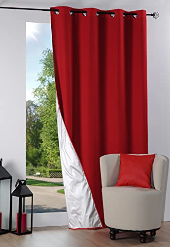 Stof - Rideau Occultant Isolant Nelson Polyester Rouge 240 x 135 cm