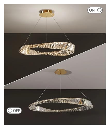 Suspension LED moderne cristal K9 lustre dore variable pour sejour