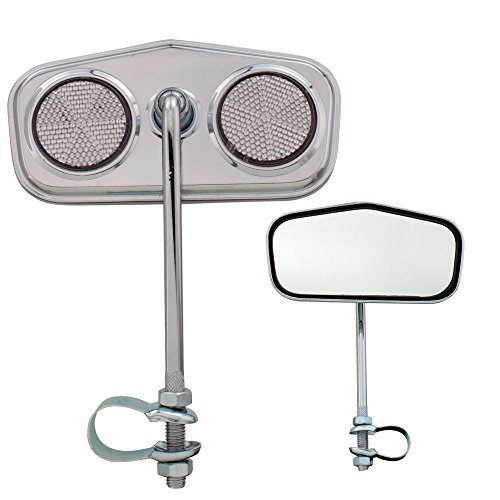 Fenix Cycles Pentagon Daimond Bicycle Mirror Chrome, White Reflectors